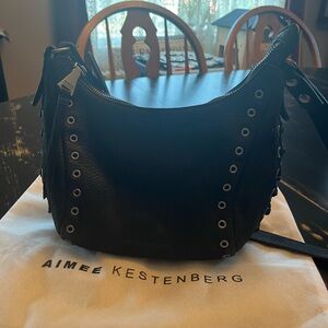 Aimee Kestenberg Black Shoulder Bag with Grommets
